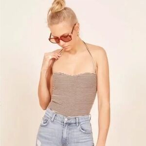 Reformation brown and white striped halter size xs top